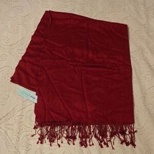 Joolay Macys Womens Cashmere Silk Red Fringe Scarf, NWT